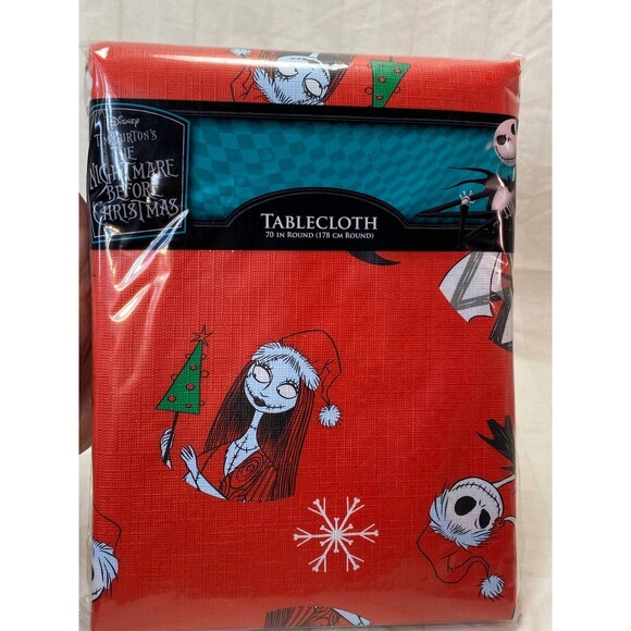 Vinyl Tablecloth The Nightmare Before Christmas 70” Round Jack Skellington New! - Picture 1 of 2